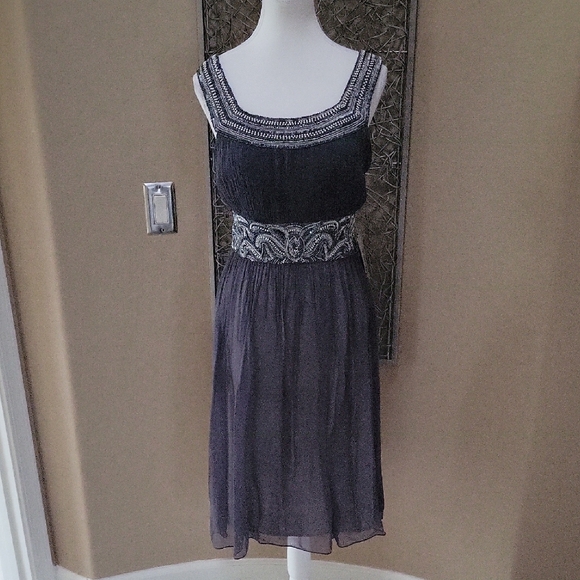 Patra Dresses & Skirts - Patra Ltd. 100% Silk Gray Sequine Dress